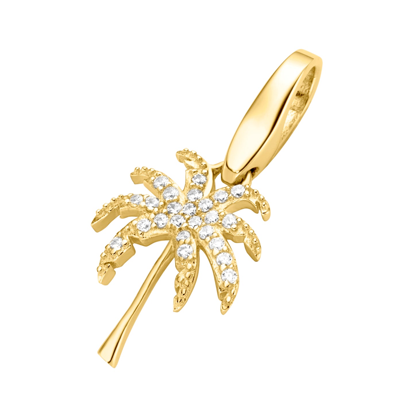 Charm Palme Zirkonia 925/- Sterling Silber gelb vergoldet