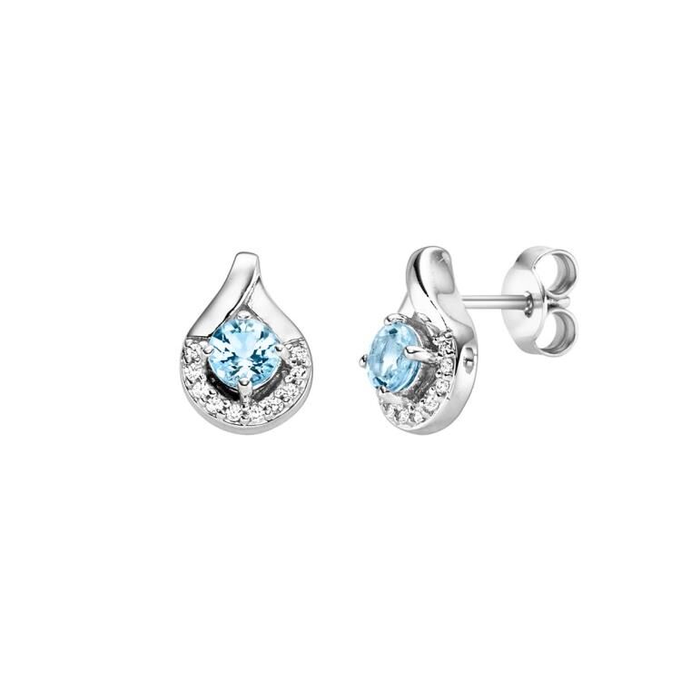 Ohrstecker mit 2 Blautopase & 20 Zirkonia