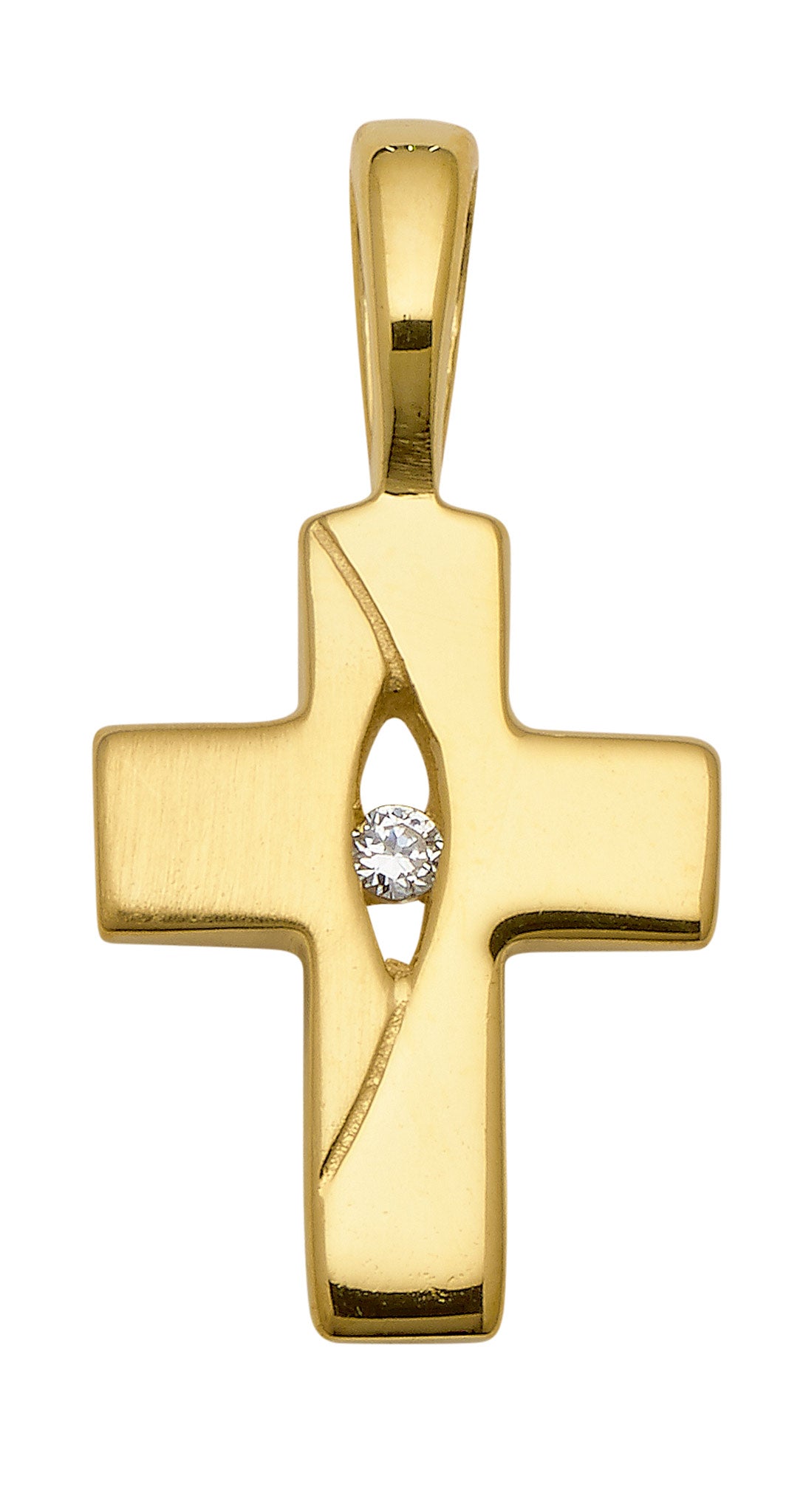 Kreuz Anhänger mit Zirkonia aus Gold