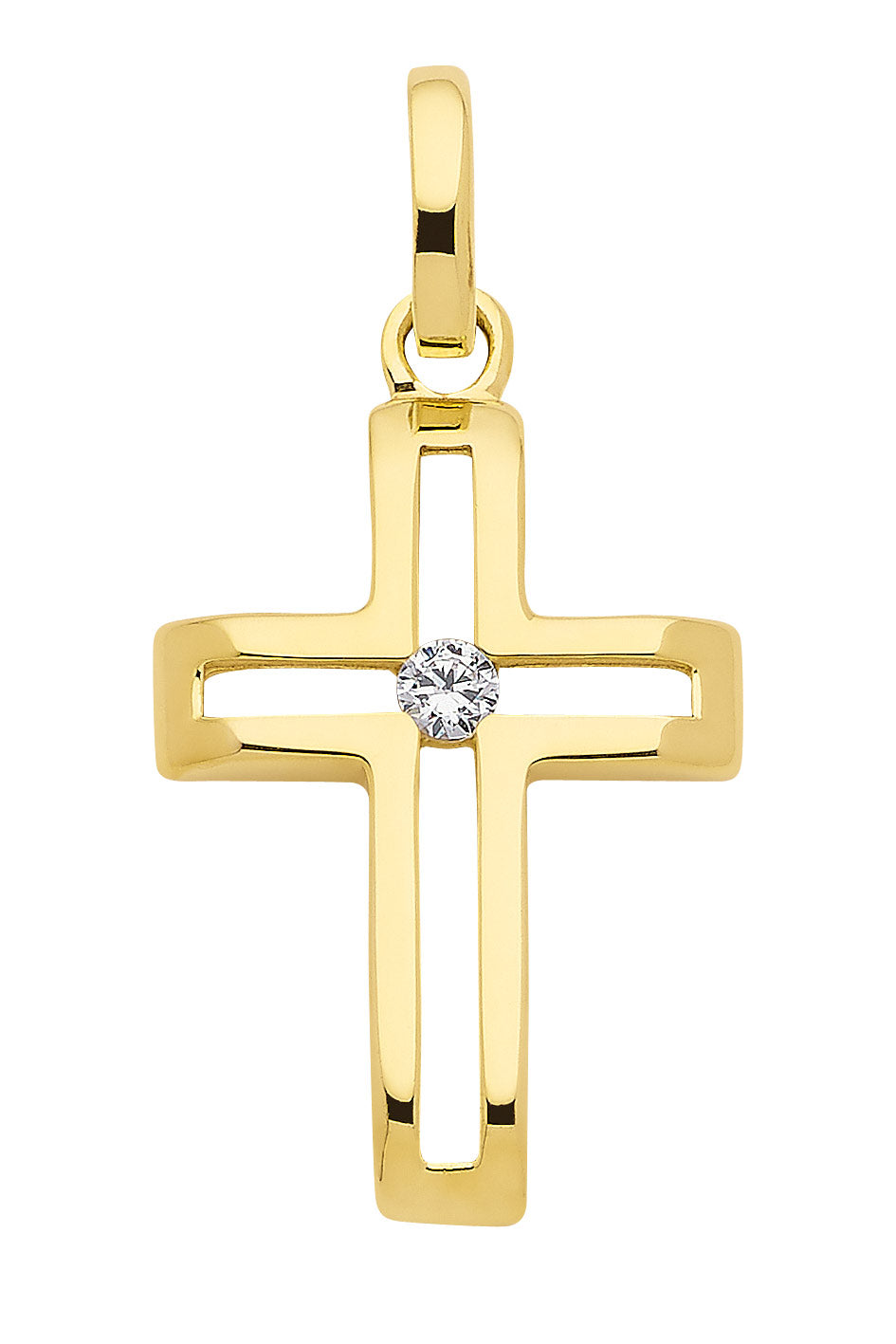 Kreuz Anhänger mit Zirkonia aus Gold