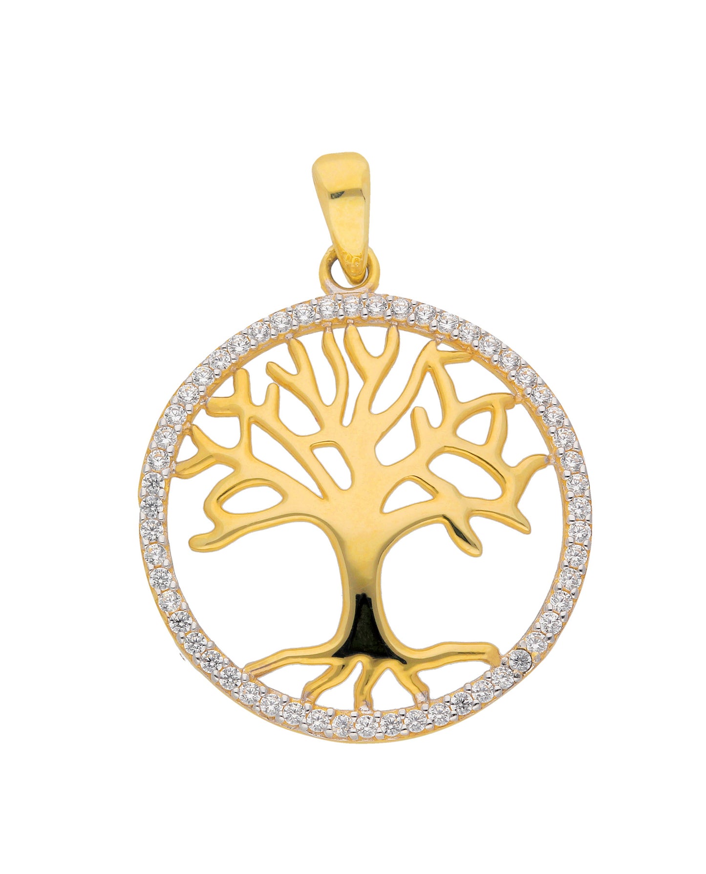 Lebensbaum Anhänger aus Gold 333/rh mit Zirkonia
