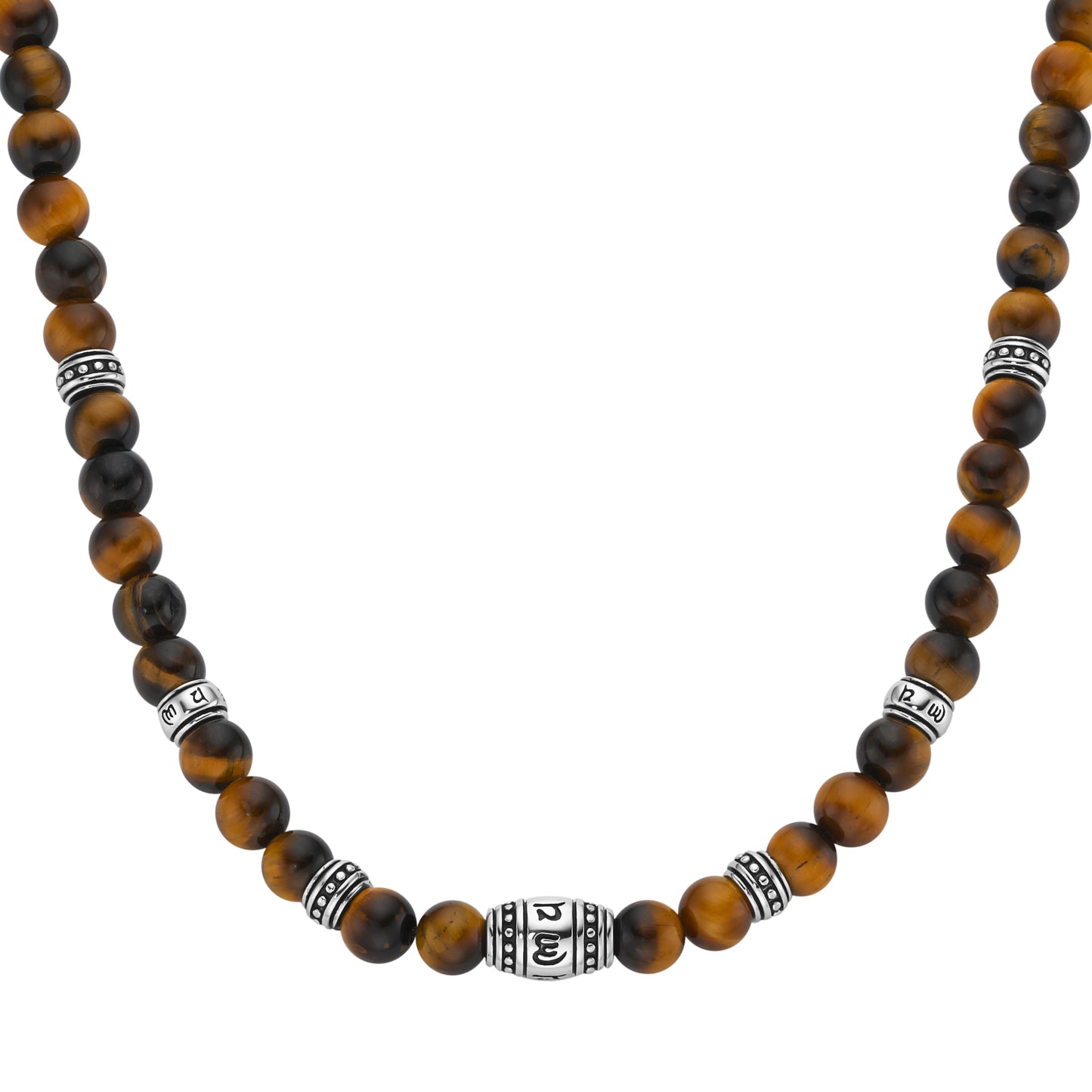 Collier 60 cm Kugeln Tigerauge 925/- Sterling Silber