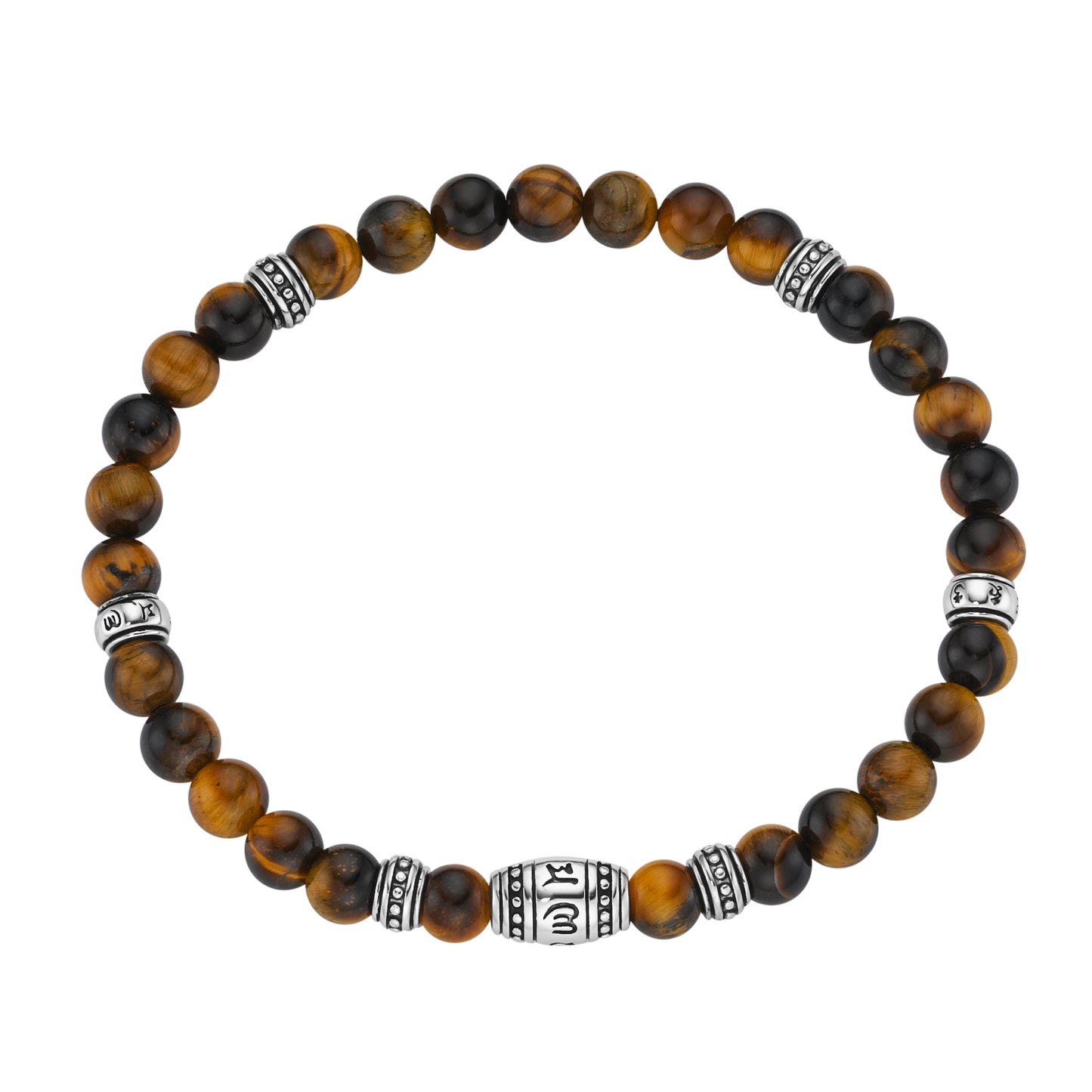 Armband flexibel Kugeln Tigerauge 925/- Sterling Silber