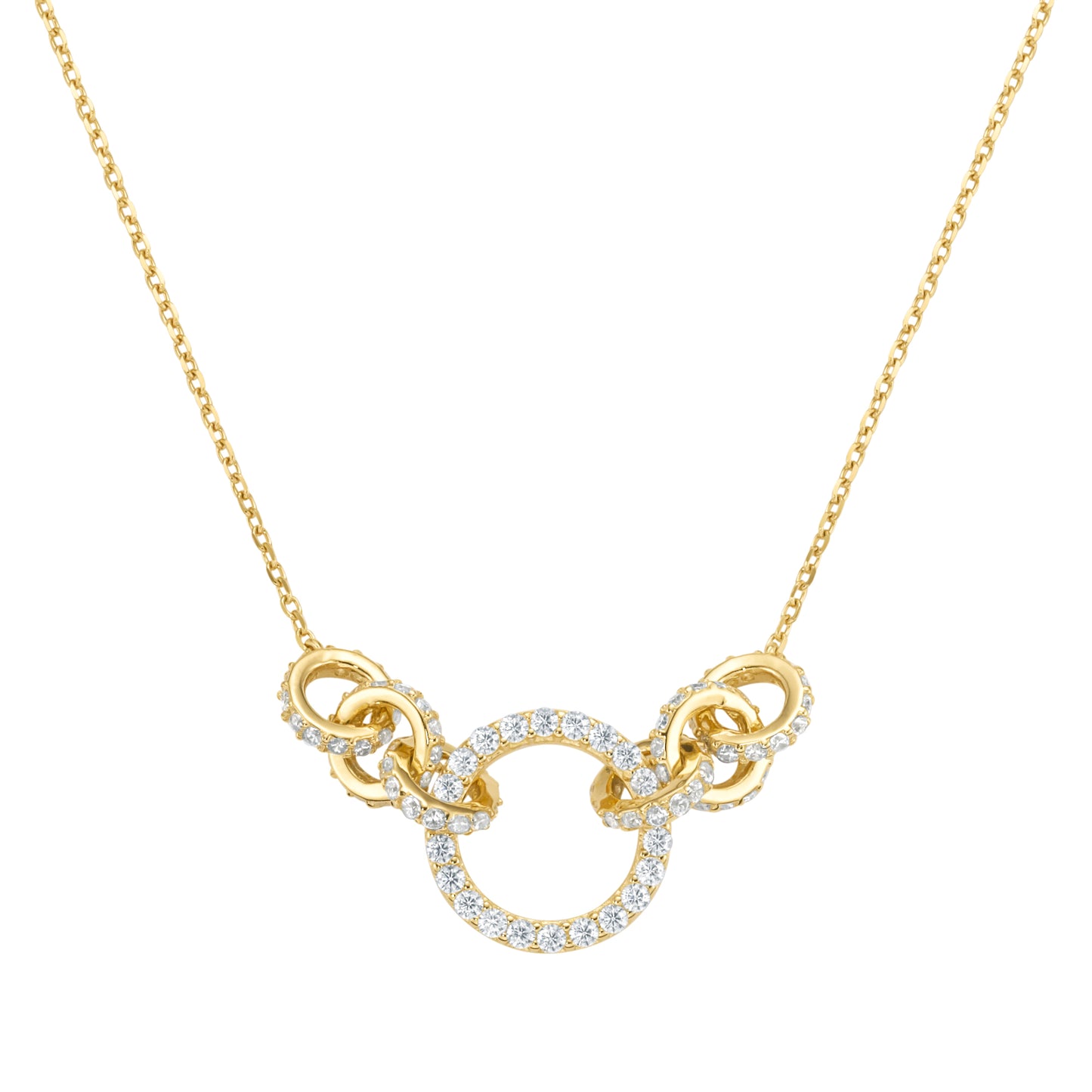 Collier 45 cm Zirkonia weiß 925/- Sterling Silber gelb vergoldet