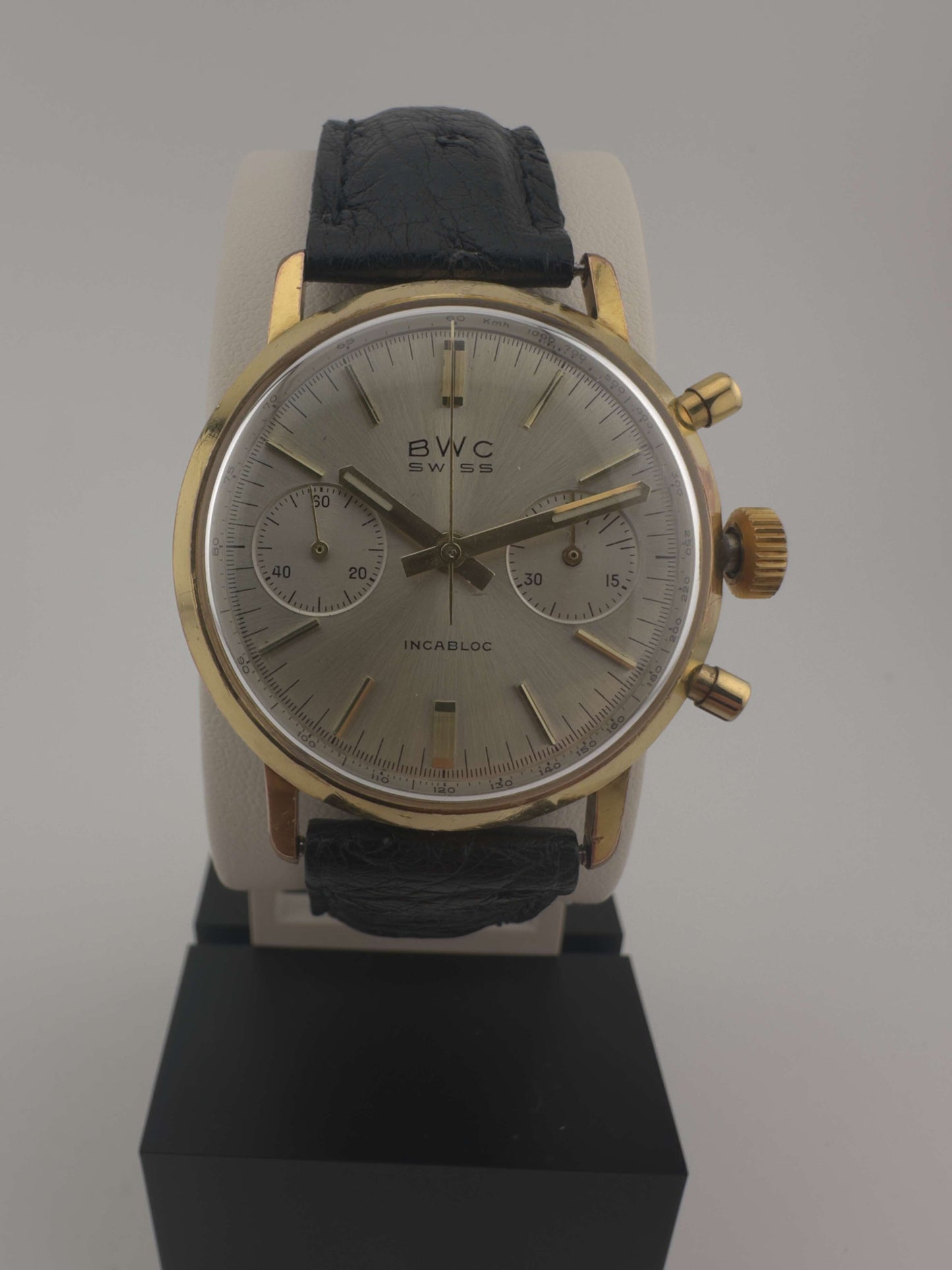 BWC Chronograph Incabloc Handaufzug vergoldet