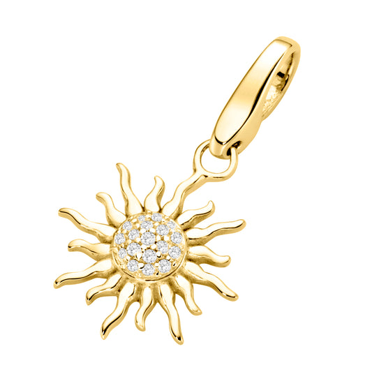 Charm Sonne Zirkonia 925/- Sterling Silber gelb vergoldet