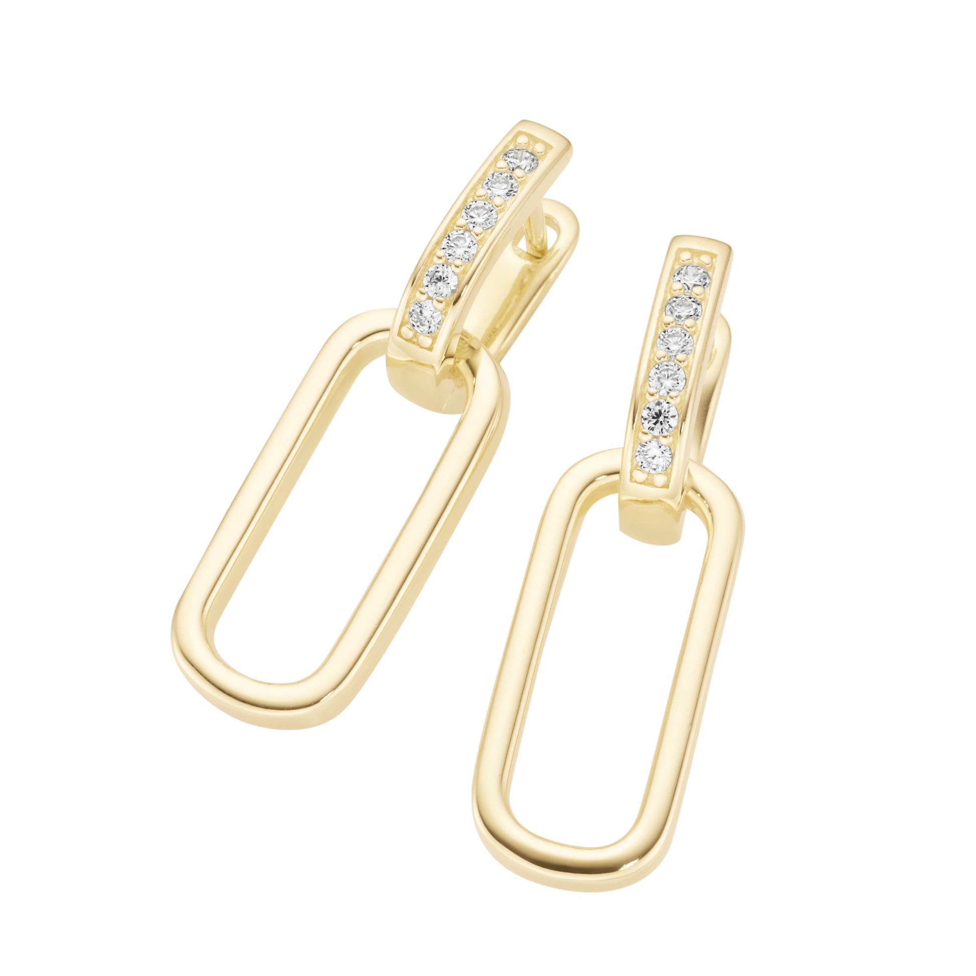 Klappcreole Behang Zirkonia 925/- Sterling Silber gelb vergoldet