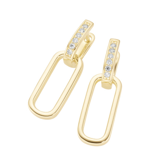 Klappcreole Behang Zirkonia 925/- Sterling Silber gelb vergoldet