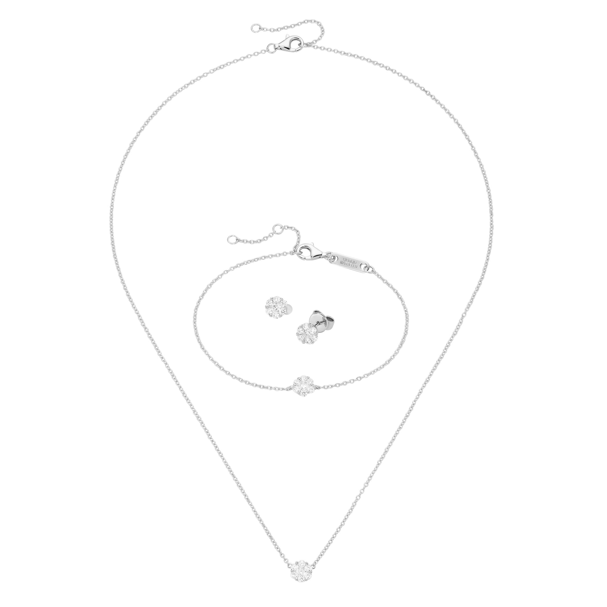 Set 3-teilig Collier, Armband, Ohrstecker Zirkonia 925/- Sterling Silber