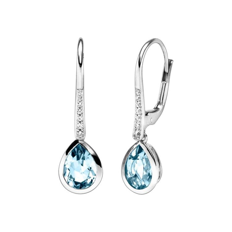 Ohrschmuck mit 2 Blautopase & 14 Zirkonia