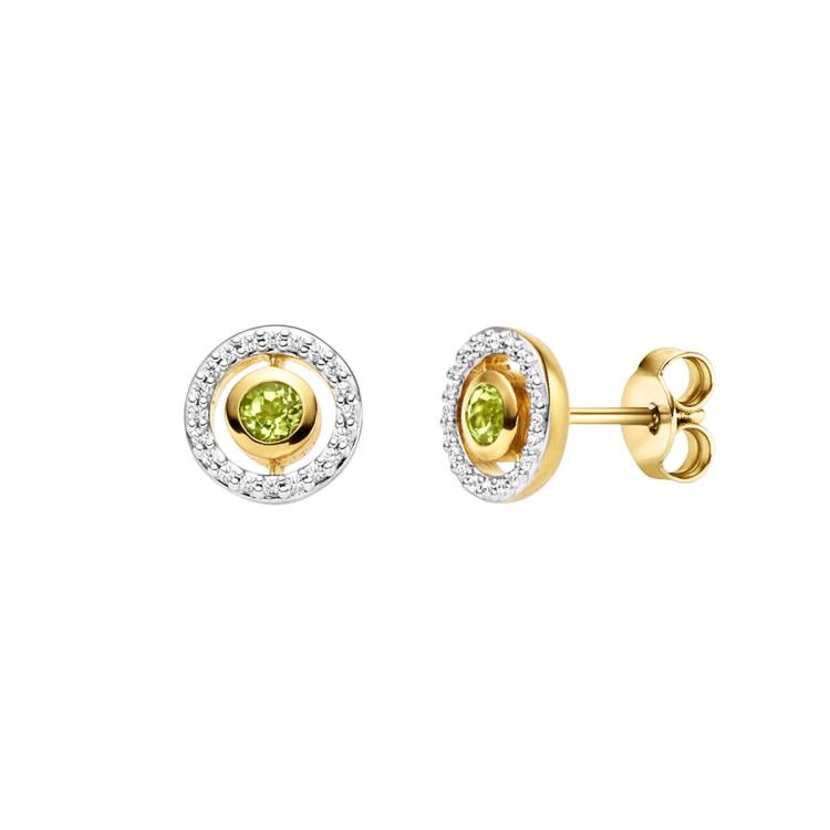 Ohrschmuck mit 2 Peridot & 40 Zirkonia