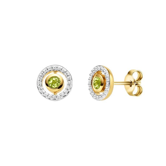 Ohrschmuck mit 2 Peridot & 40 Zirkonia