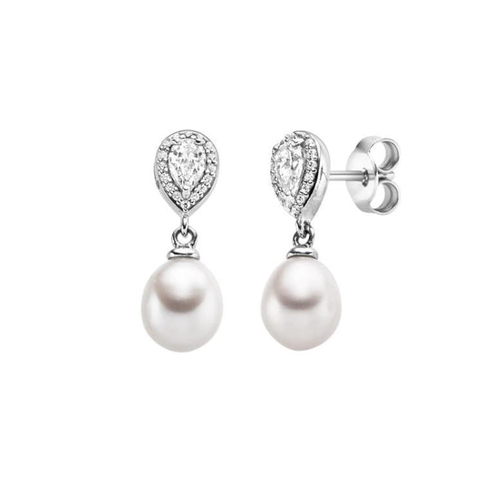 Ohrschmuck mit 2 Süsswasserperlen & 34 Zirkonia