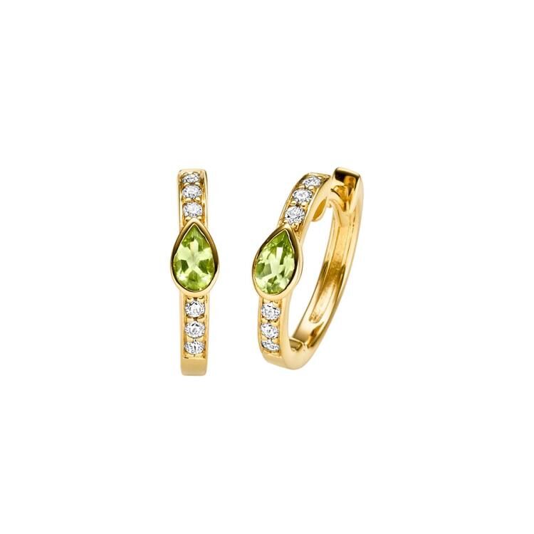 Creolen mit 2 Peridot & 12 Zirkonia