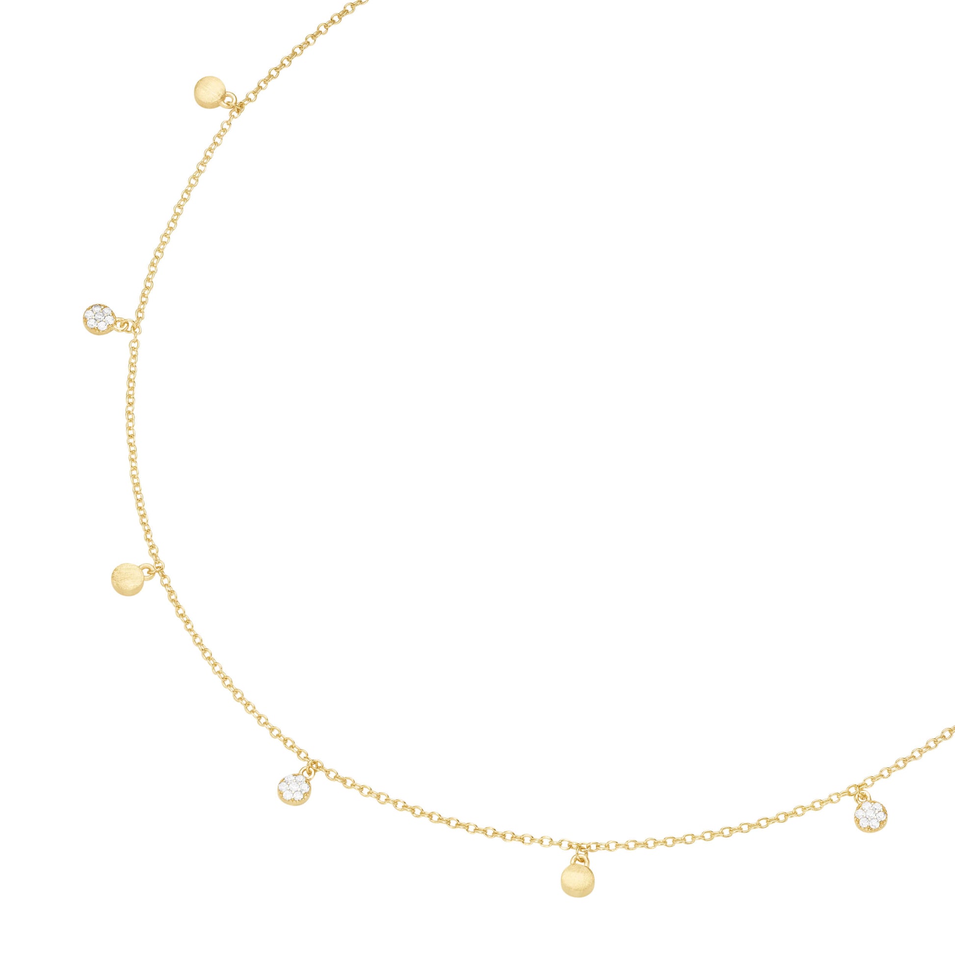 Collier 45 cm Behänge Zirkonia 925/- Sterling Silber gelb vergoldet