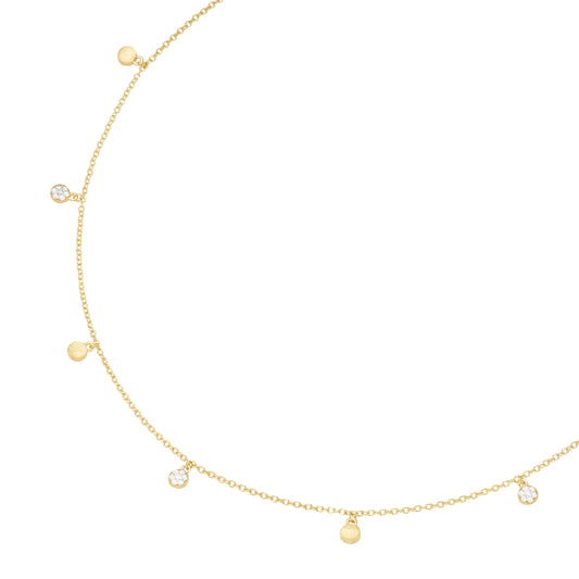 Collier 45 cm Behänge Zirkonia 925/- Sterling Silber gelb vergoldet
