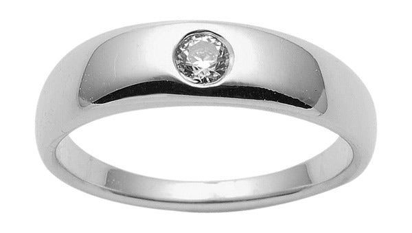 Taufring Kettenanhänger aus Weißgold mit Zirkonia