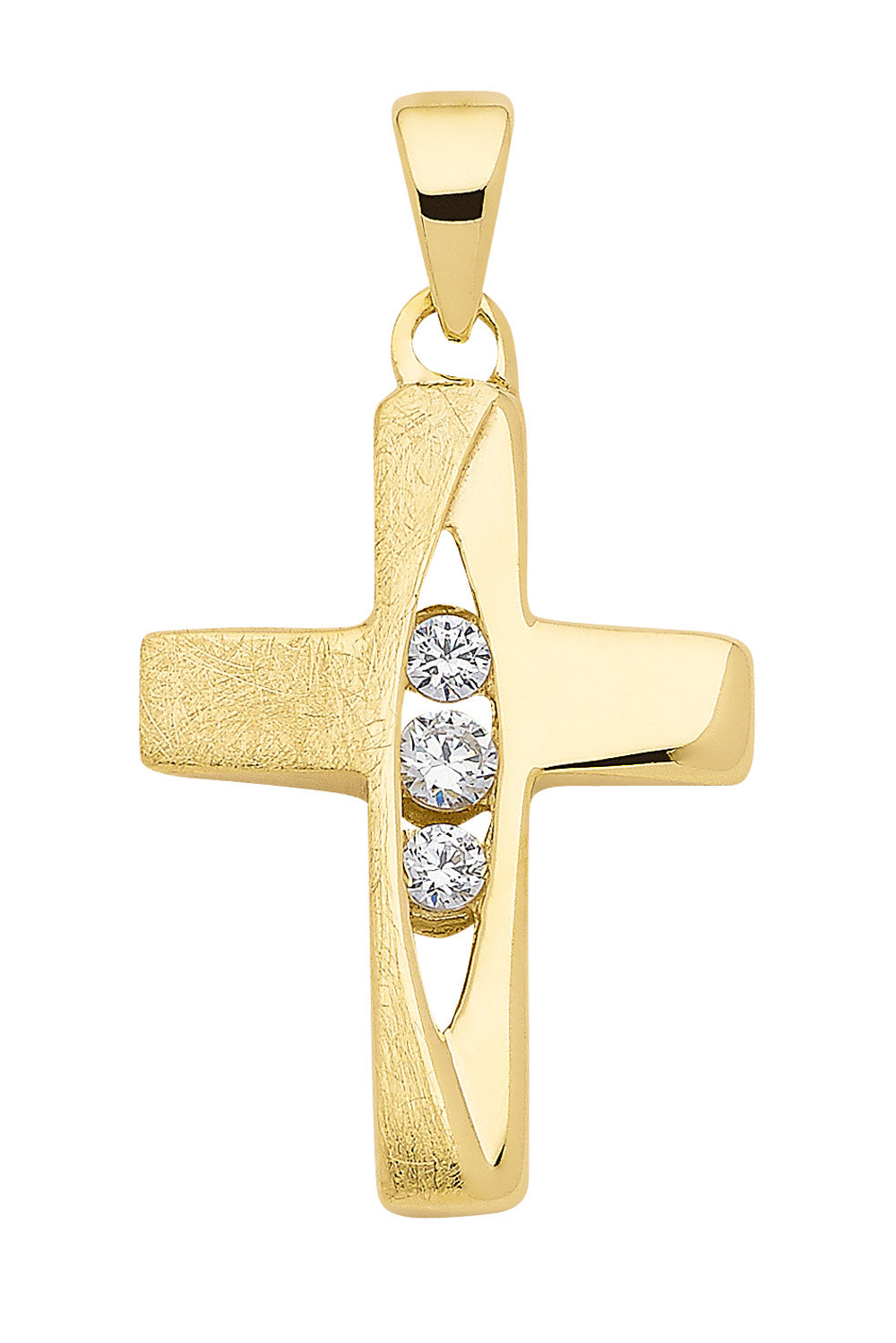 Kreuz Anhänger mit Zirkonia aus Gold