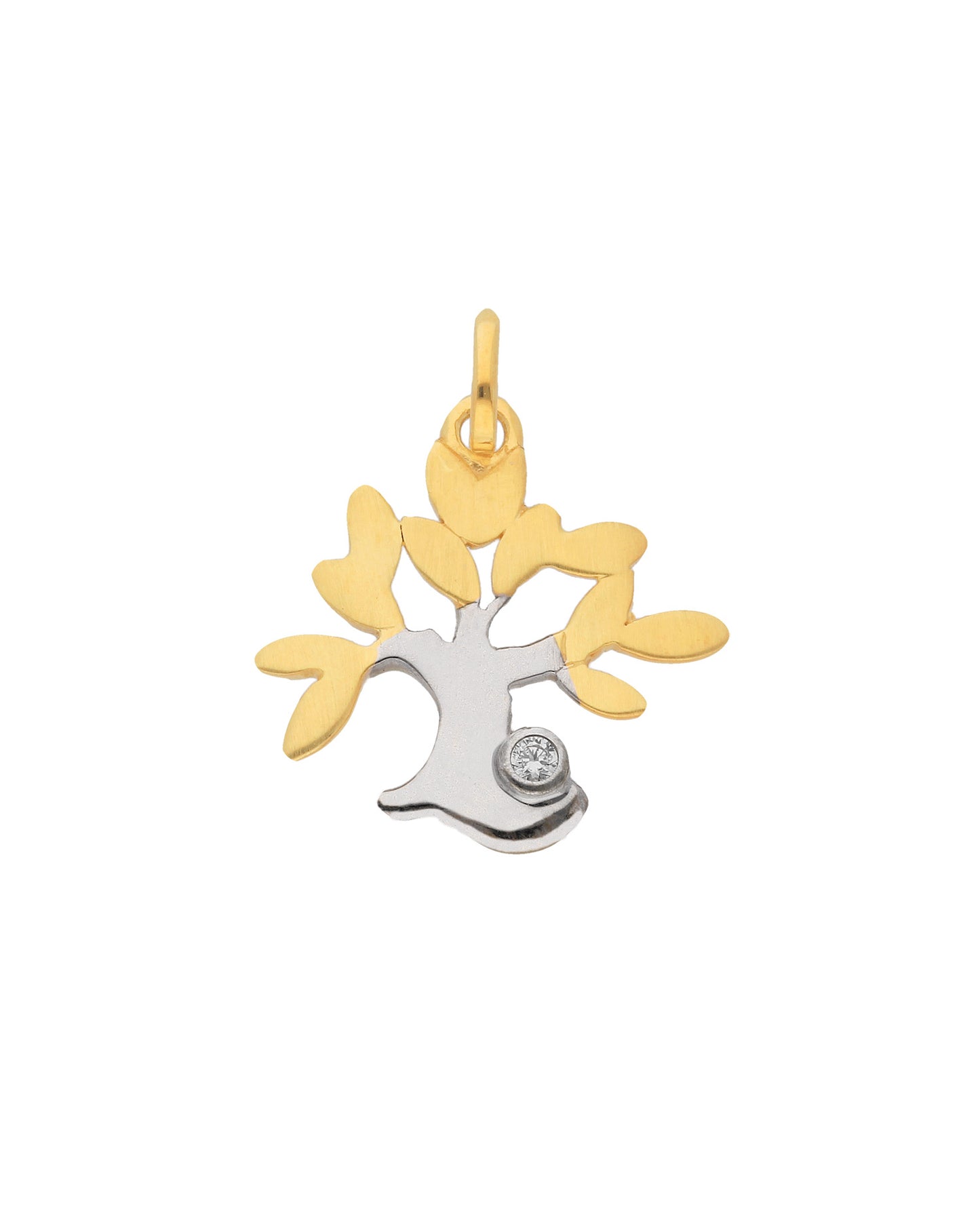 Lebensbaum Anhänger aus Gold 333/rh mit Zirkonia