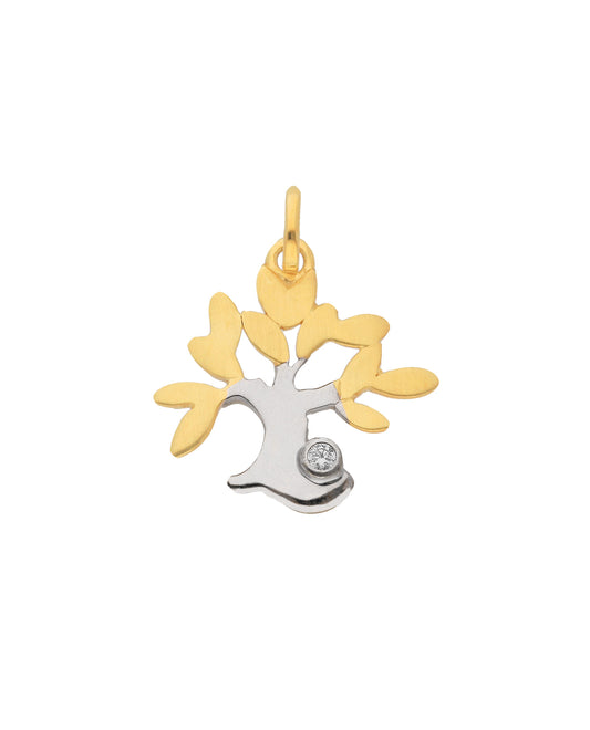 Lebensbaum Anhänger aus Gold 333/rh mit Zirkonia