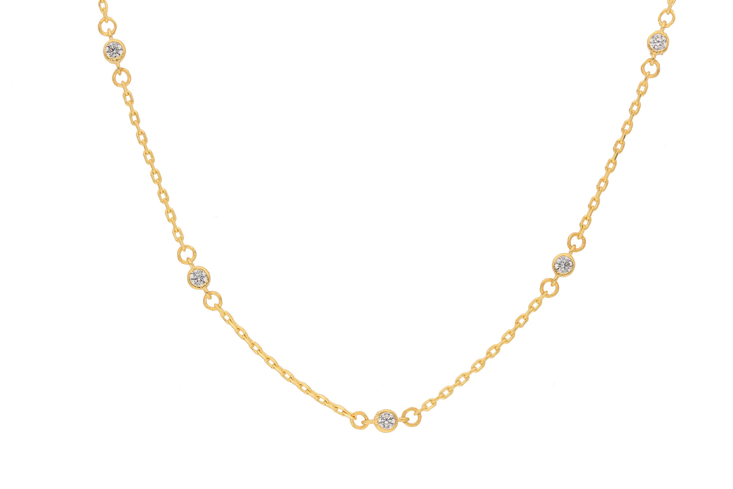 Rundanker Kette mit Zwischenteilen und Zirkonia aus Gold