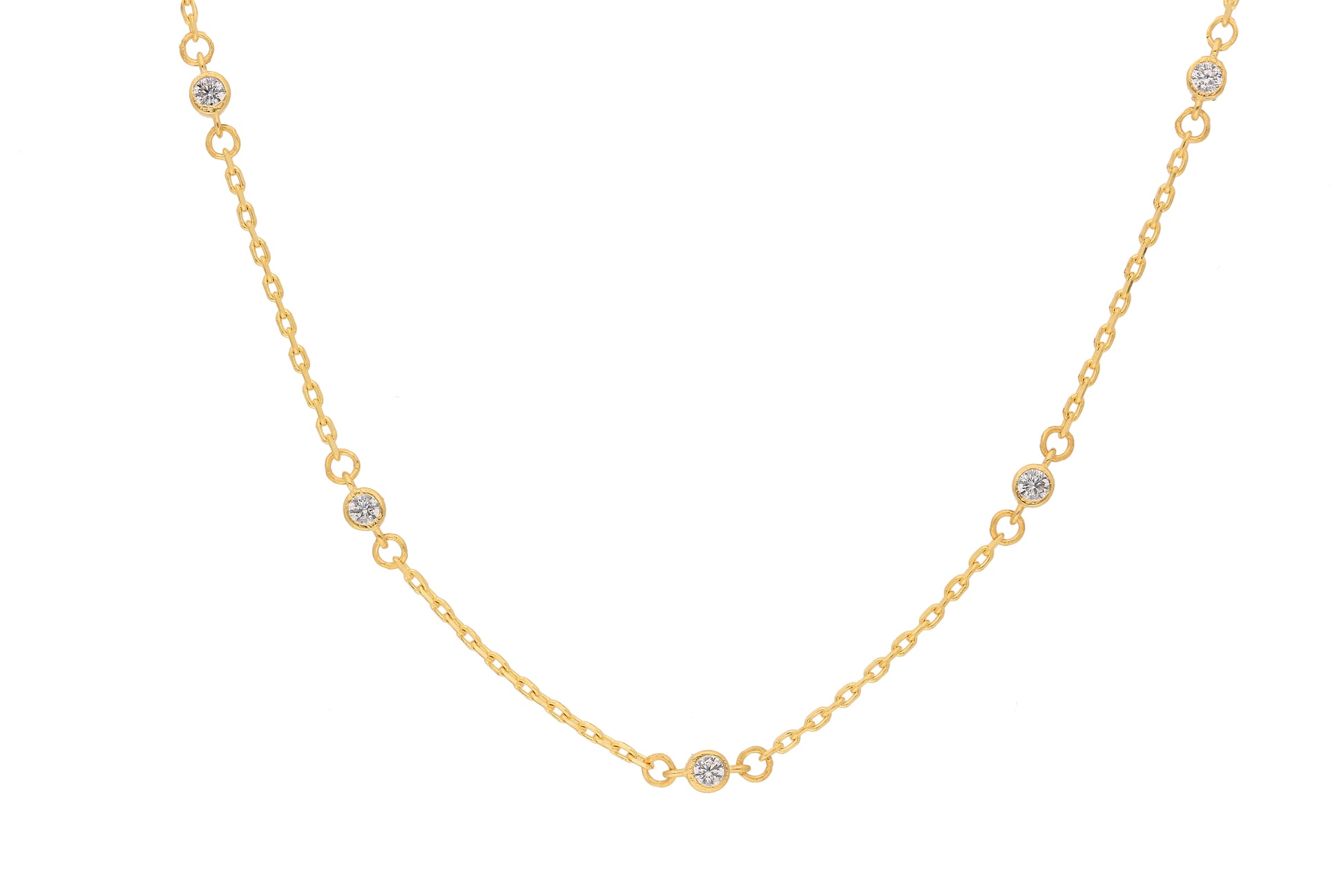 Rundanker Kette mit Zwischenteilen und Zirkonia aus Gold
