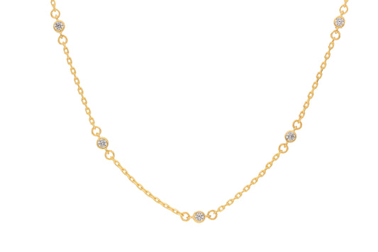 Rundanker Kette mit Zwischenteilen und Zirkonia aus Gold