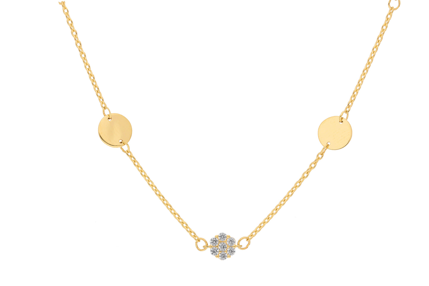 Rundanker Kette mit Zwischenteilen und Zirkonia aus Gold