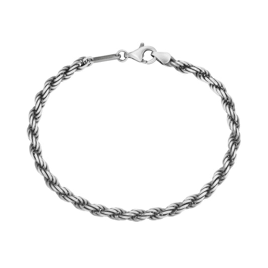 Armband 21 cm Kordelkette matt 925/- Sterling Silber