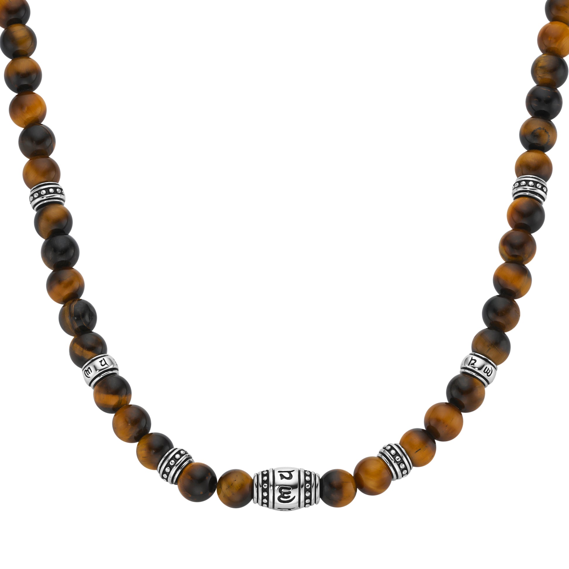 Collier 60 cm Kugeln Tigerauge 925/- Sterling Silber