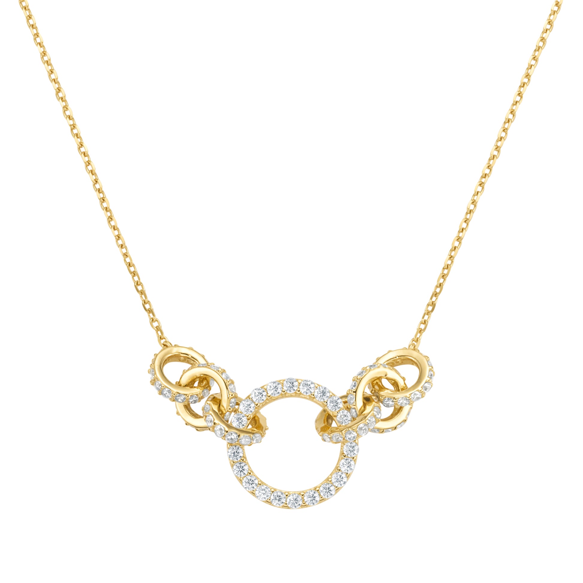 Collier 45 cm Zirkonia weiß 925/- Sterling Silber gelb vergoldet