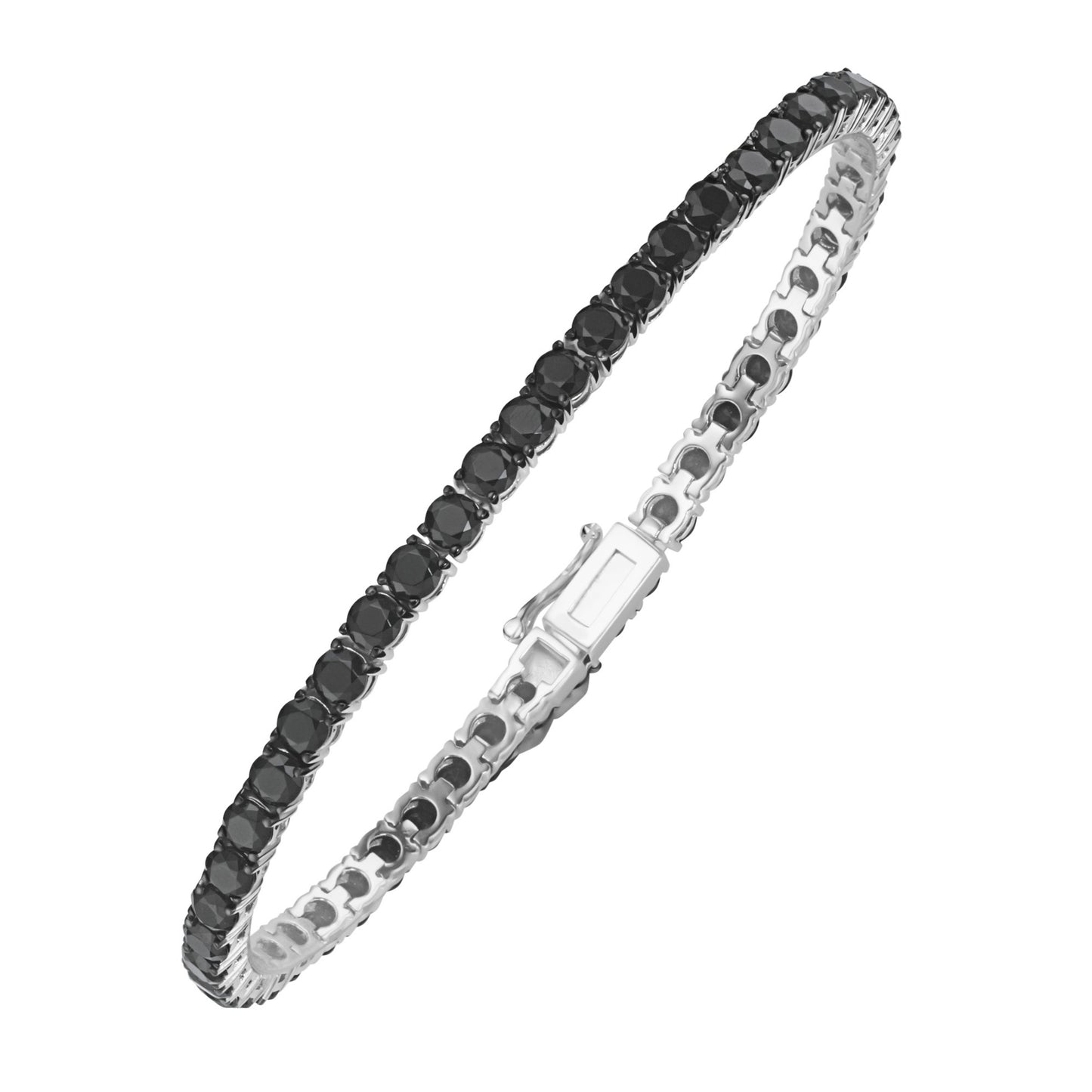 Tennisarmband 18,5 cm Zirkonia schwarz 925/- Sterling Silber