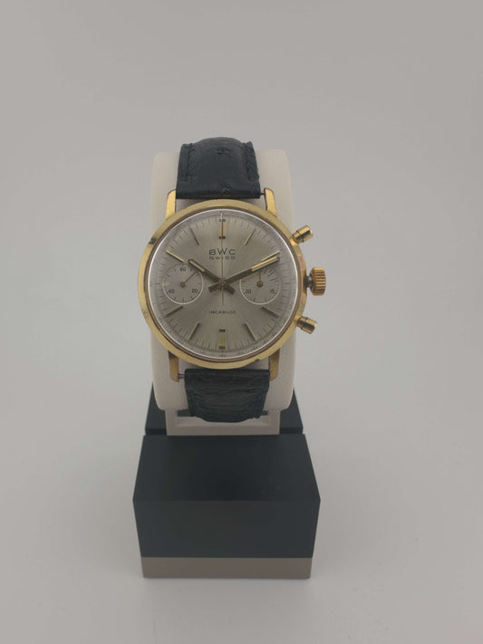BWC Chronograph Incabloc Handaufzug vergoldet
