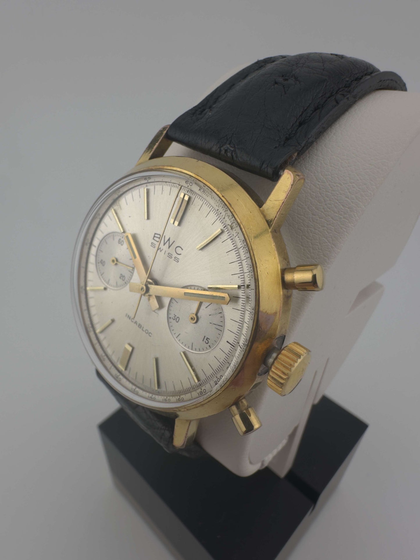 BWC Chronograph Incabloc Handaufzug vergoldet