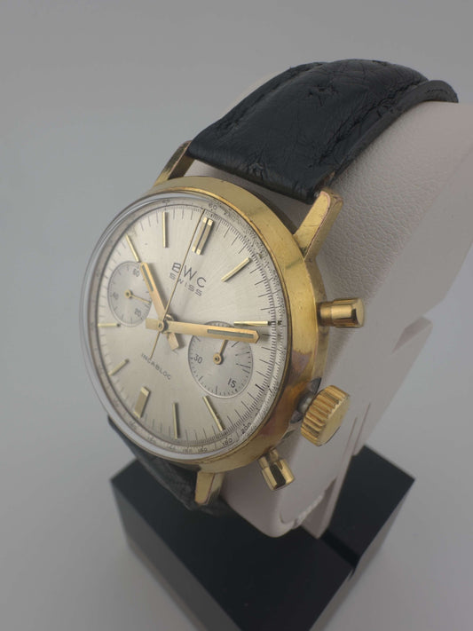 BWC Chronograph Incabloc Handaufzug vergoldet