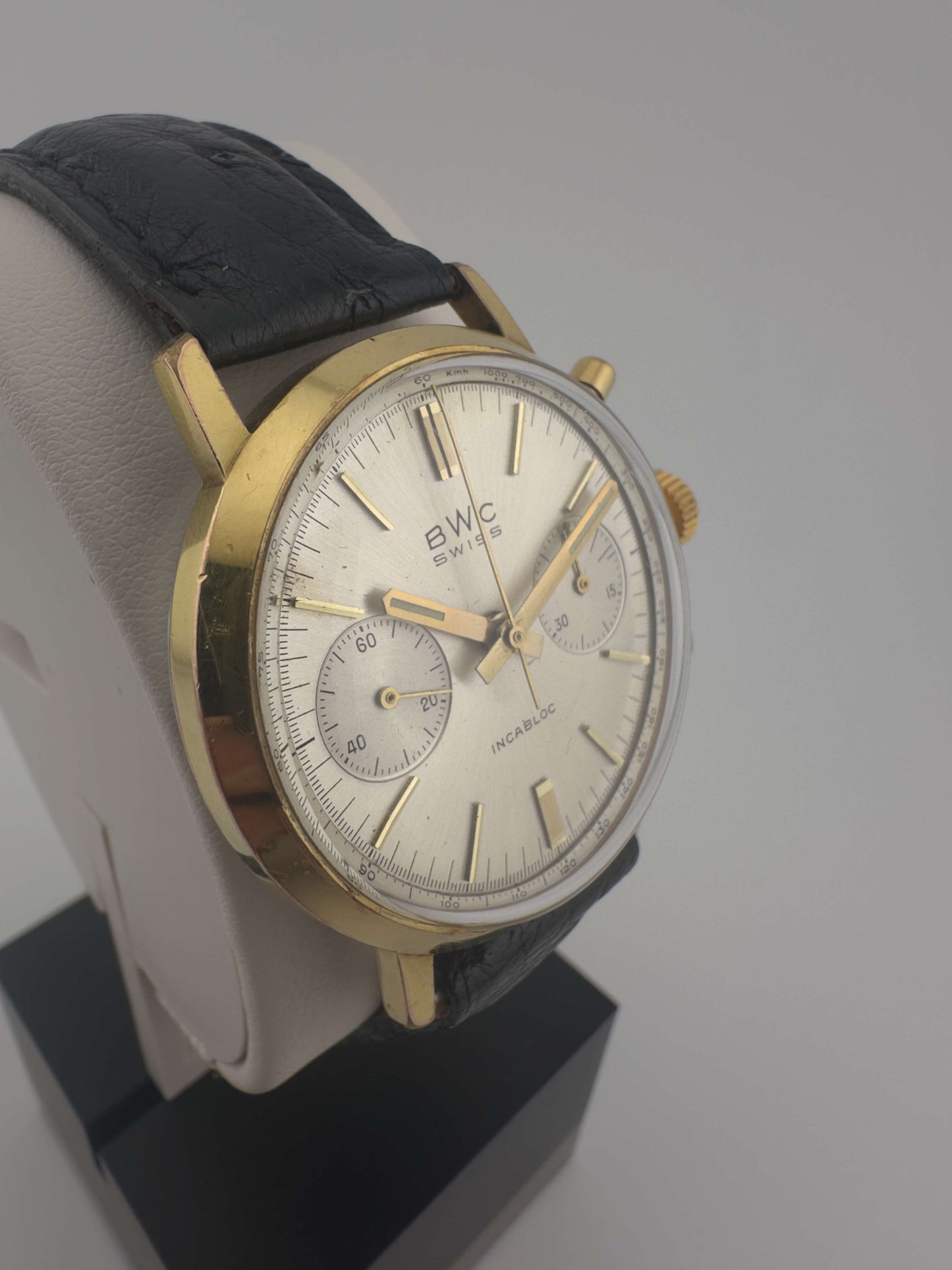 BWC Chronograph Incabloc Handaufzug vergoldet