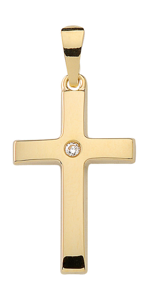 Kreuzanhänger aus Gold mit Zirkonia