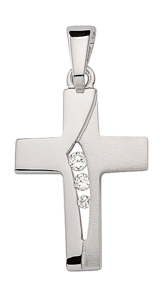 Kreuzanhänger aus Silber mit Zirkonia