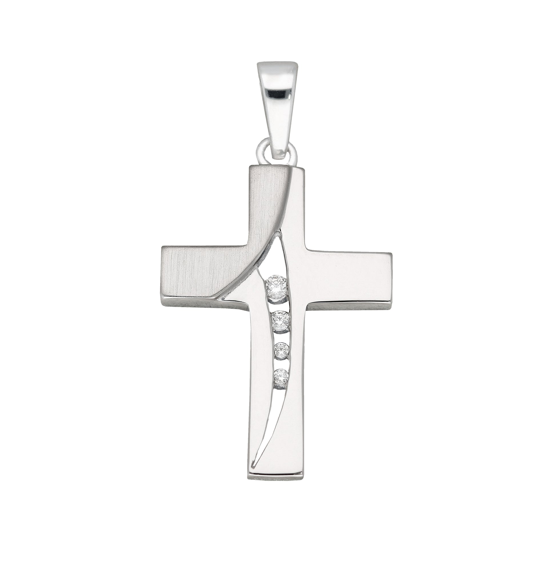 Kreuzanhänger aus Silber mit Zirkonia