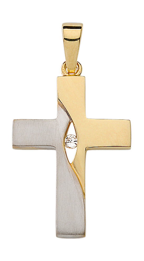 Kreuzanhänger aus Silber mit Zirkonia