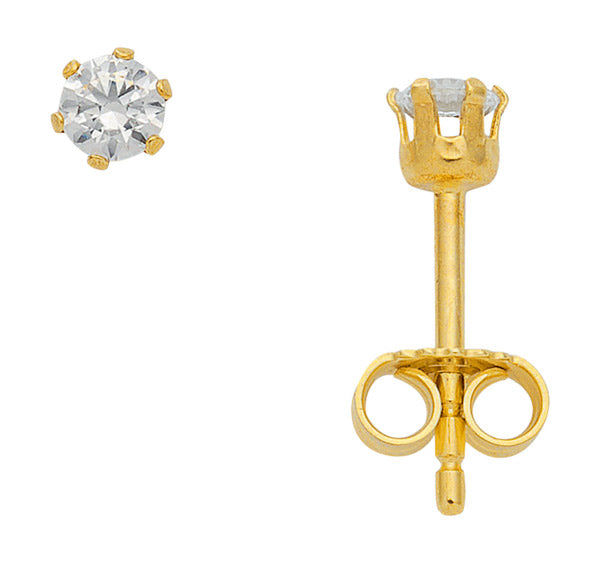Krappenfassung Ohrstecker aus Gold mit Zirkonia