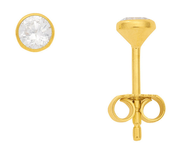 Zarge Ohrstecker aus Gold mit Zirkonia