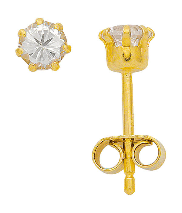 Krappenfassung Ohrstecker aus Gold mit Zirkonia