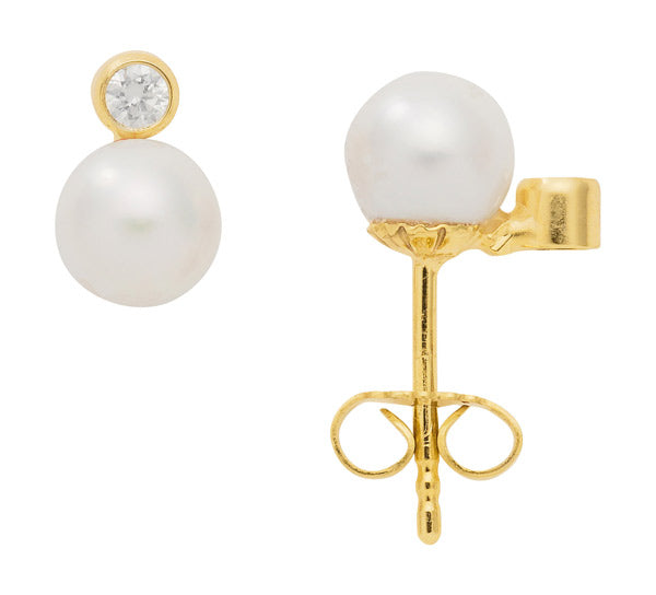 Ohrstecker aus Gold mit Zirkonia und Zuchtperle