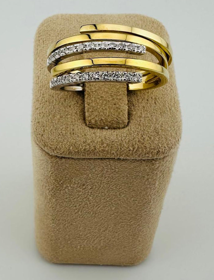 Bicolor Damenring 750/- mit 25 Brillanten insg. 0,375ct, 6,4g, gr. 57