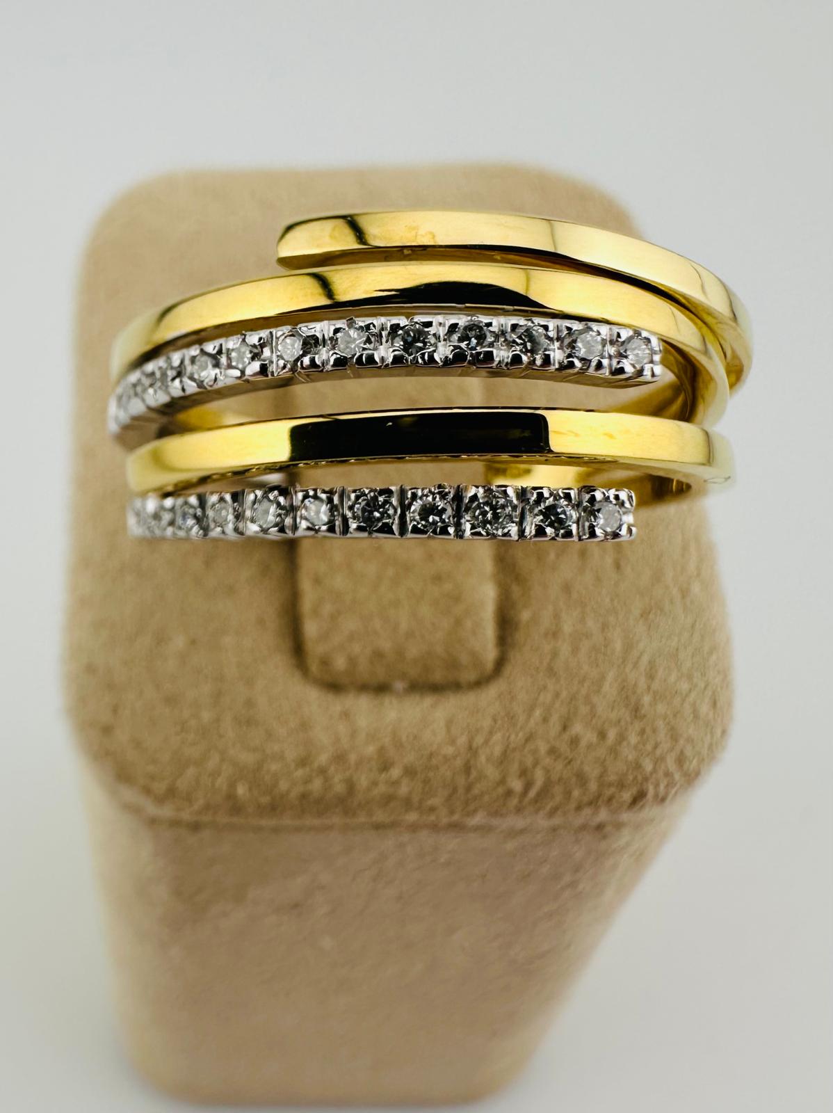 Bicolor Damenring 750/- mit 25 Brillanten insg. 0,375ct, 6,4g, gr. 57