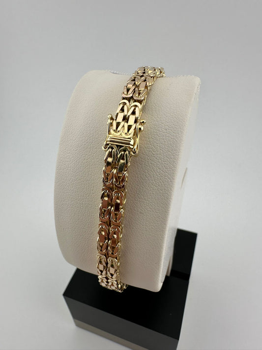 Zweireihiges Goldarmband Königskette 14 Karat, 21,75g, 18,5cm