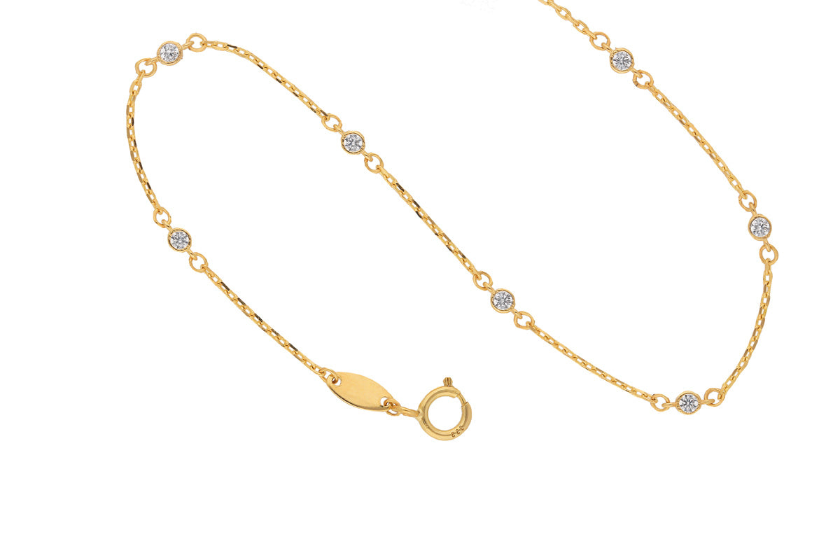 Rundanker Armband aus Gold mit Zwischenteilen und Zirkonia